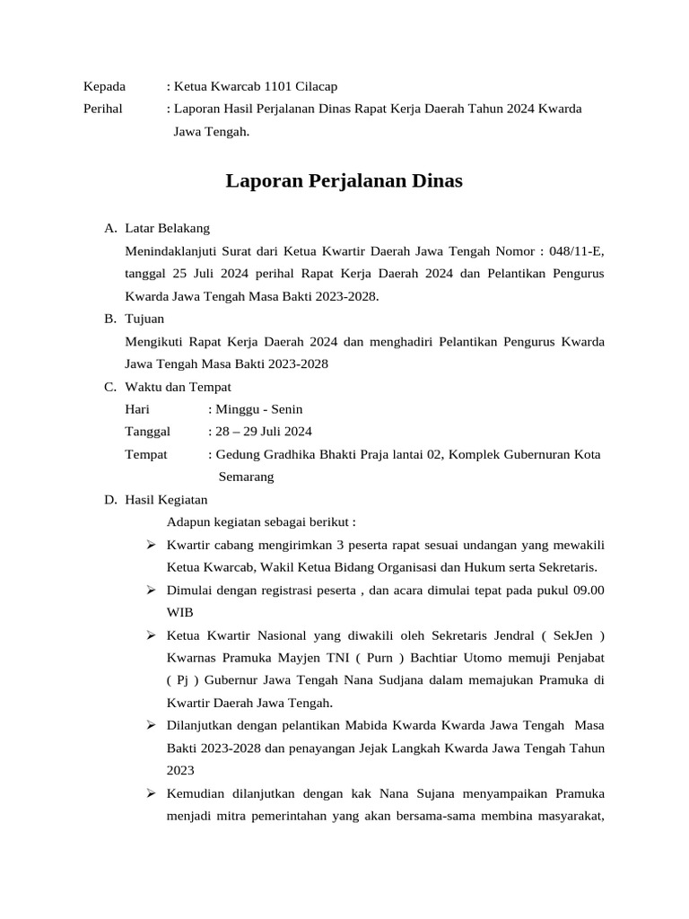 Laporan Perjadin Rakerda | PDF