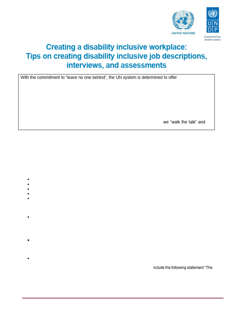 Creating A Disability Inclusive Workplace - Job Descriptions Interviews ...