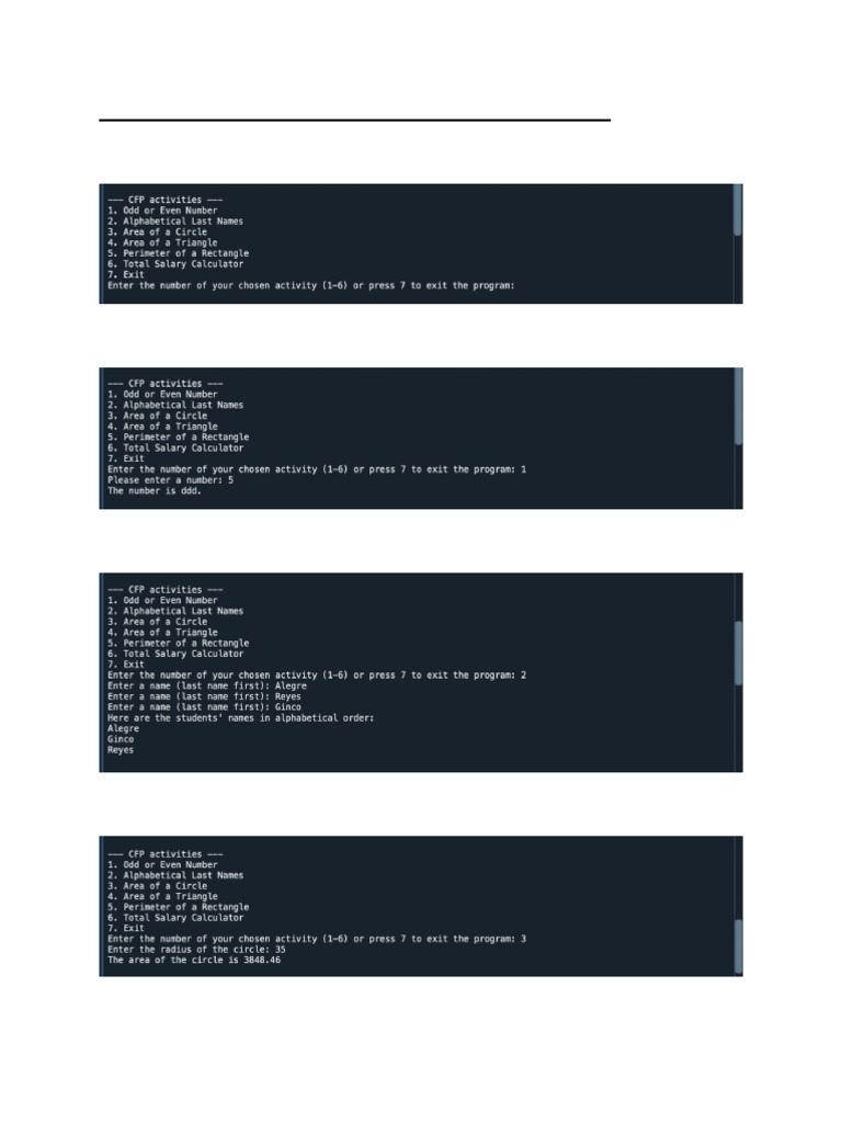 Menu-Oriented Program Activities Overview | PDF
