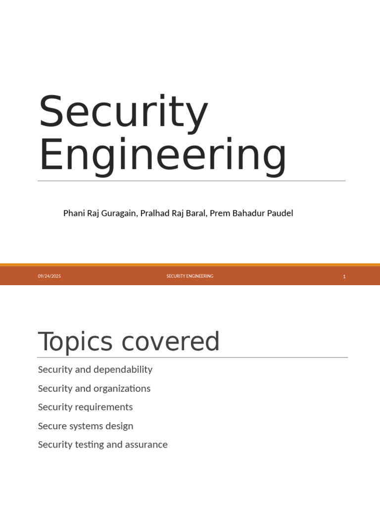 Security Engineering Overview and Practices | PDF | Security | Computer ...