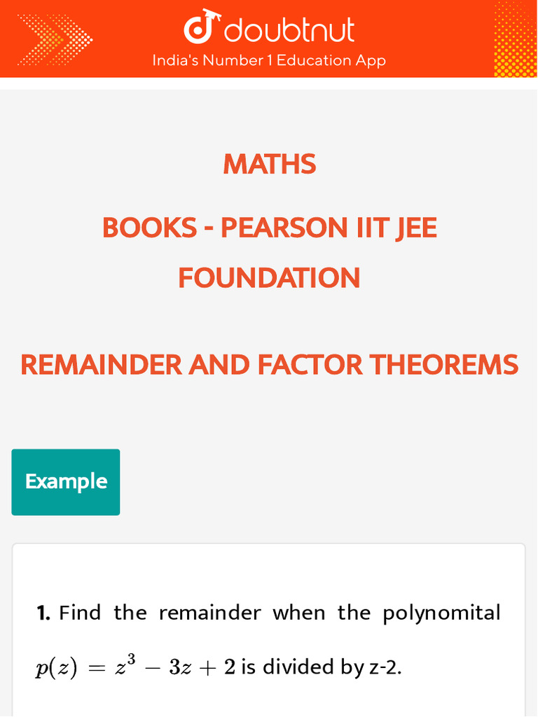 Remainder and Factor Theorems Guide | PDF | Polynomial | Mathematical ...