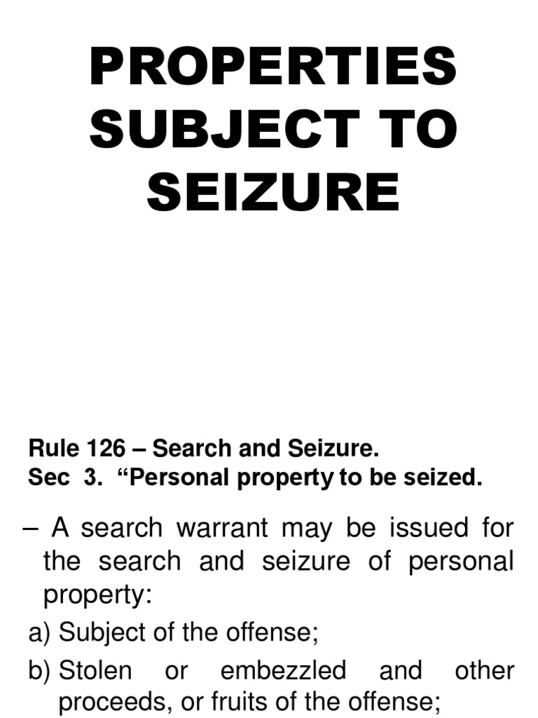 Properties Subject to Search Warrants | PDF | Search And Seizure ...