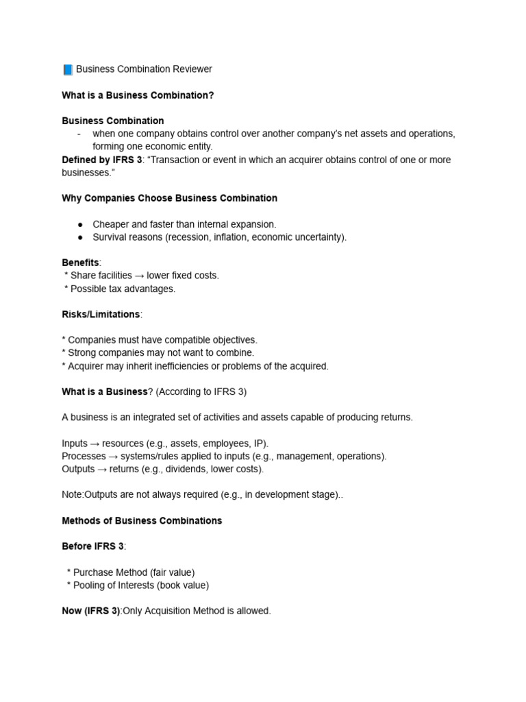 Business Combinations Explained: IFRS 3 Guide | PDF | Fair Value ...