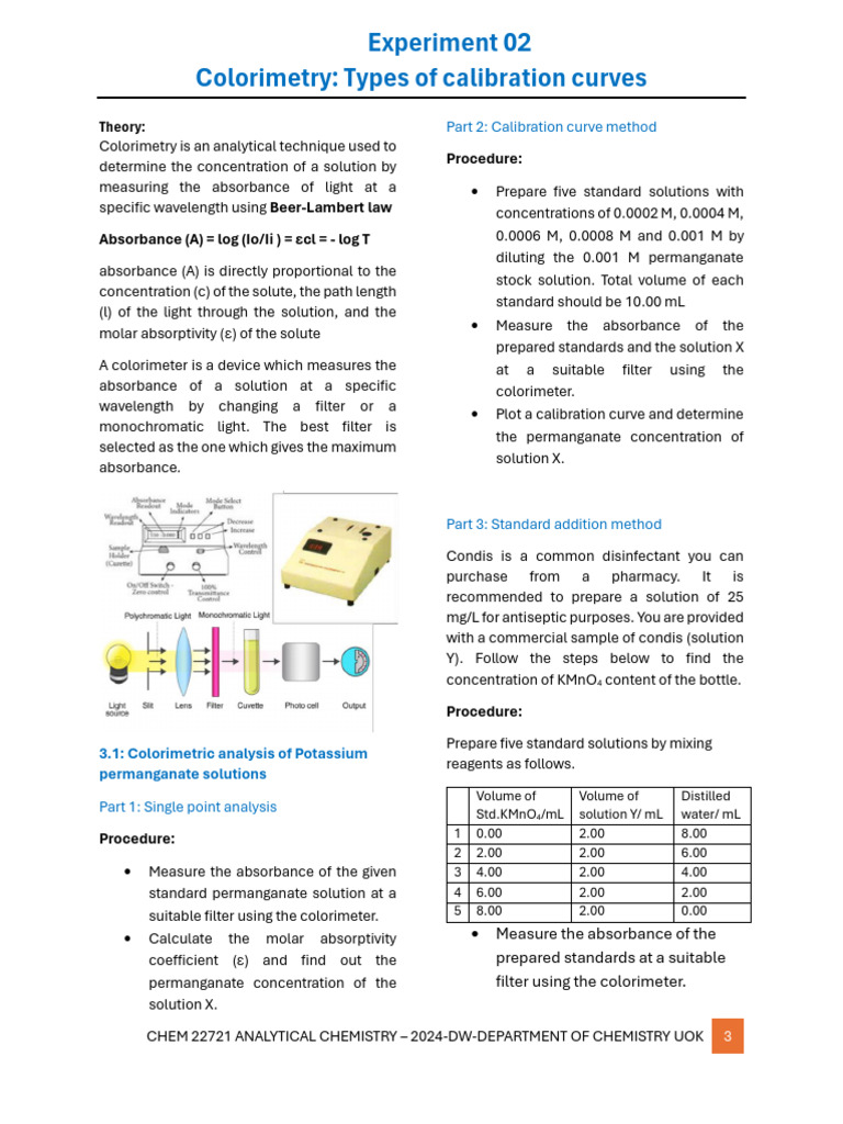 CHEM 22721 - Experiment 02 b | PDF | Absorbance | Analysis