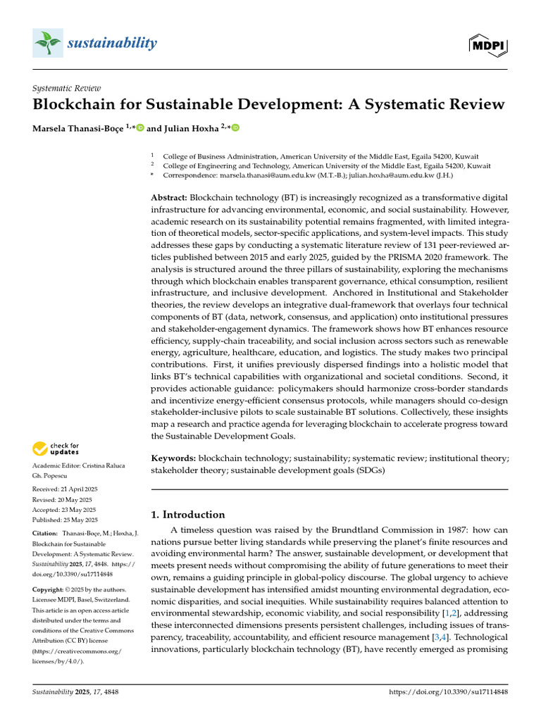 Blockchain's Role in Sustainable Development | PDF | Sustainability ...