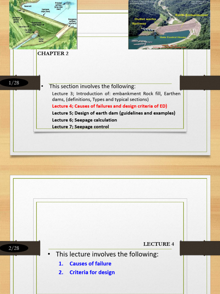 Lecture 4 (CHAPTER 2) Causes of Failure of Earth Dams (ED) | PDF | Dam ...