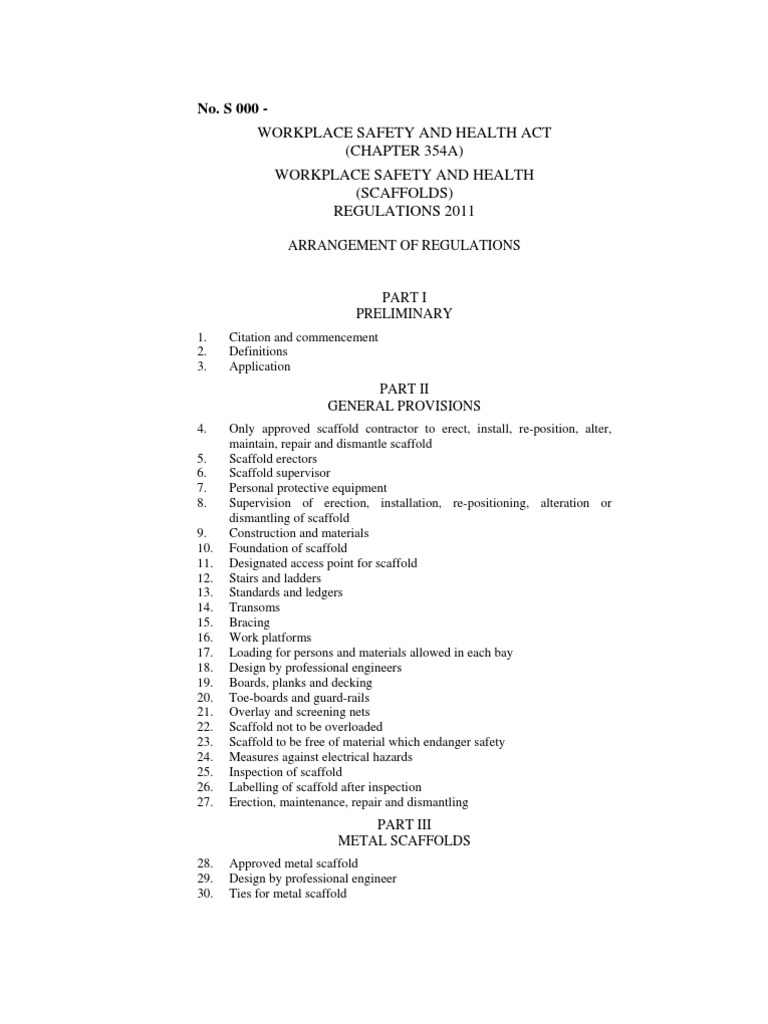 Annex A WSH Scaffolds) Regulations For Consultation PDF