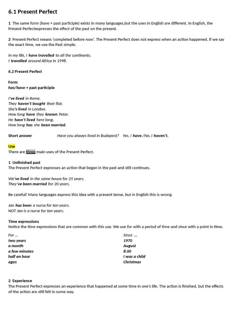 Understanding Present Perfect Tense | PDF | Perfect (Grammar) | Linguistics