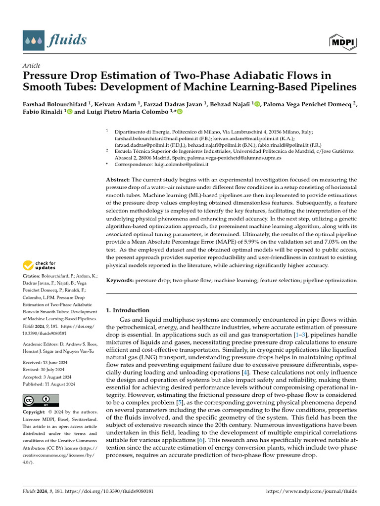 Machine Learning for Two-Phase Flow Pressure Drop | PDF | Flow ...