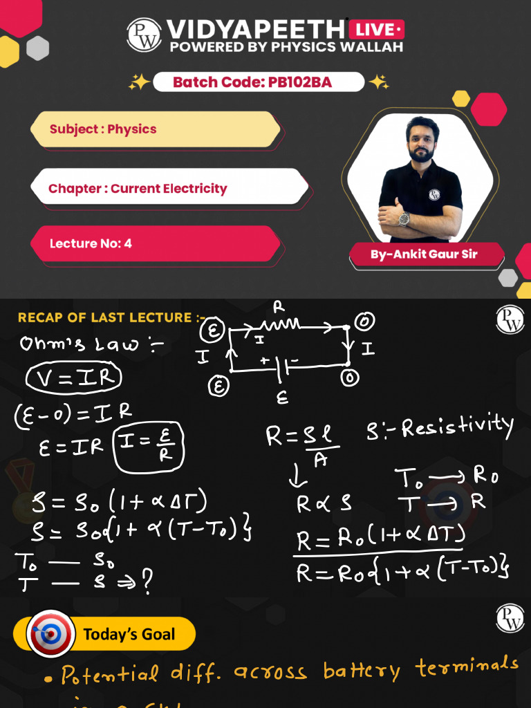 Current Electricity Lec - 04 Class Notes670bd8a4a4ebe79a9eac0846 | PDF