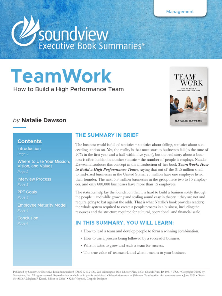 TeamWork: Building High-Performance Teams | PDF | Goal | Business