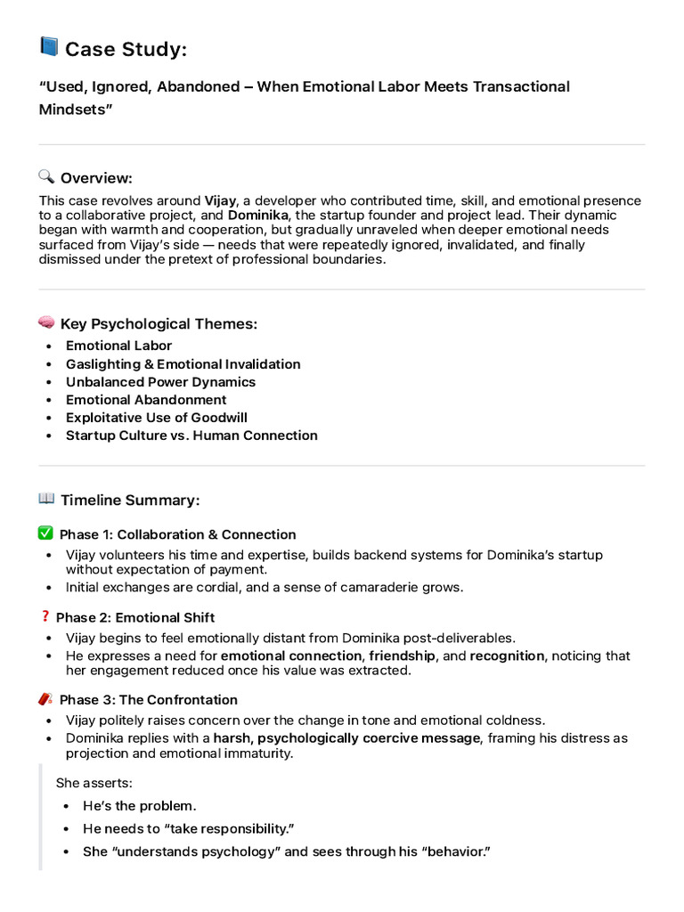 Case Study When Emotional Labor Meets Transactional Mindsets | PDF ...