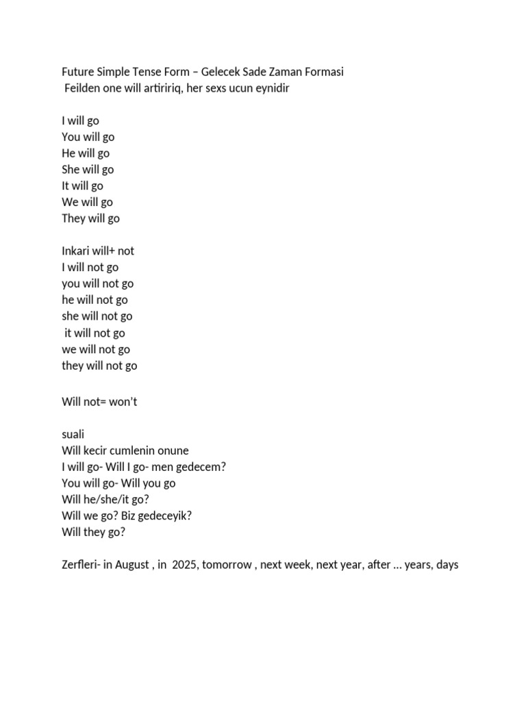Future Simple Tense Overview | PDF