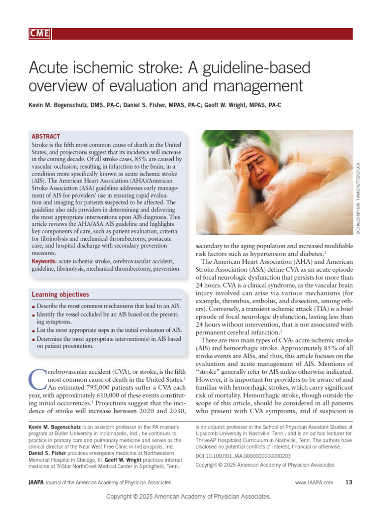 Acute Ischemic Stroke Management Guide | PDF | Stroke | Thrombosis