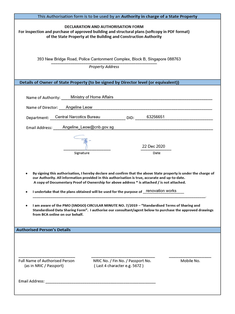 State Property Authorisation Form | PDF