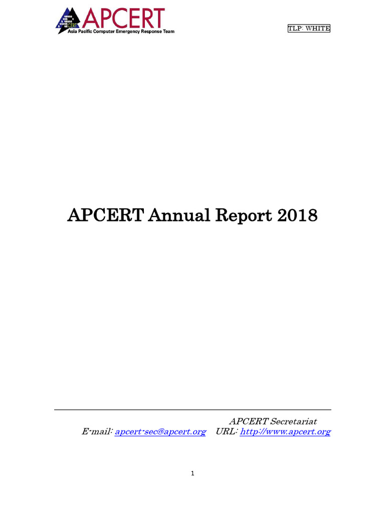 APCERT Annual Report 2018 Summary | PDF | Computer Security | Security