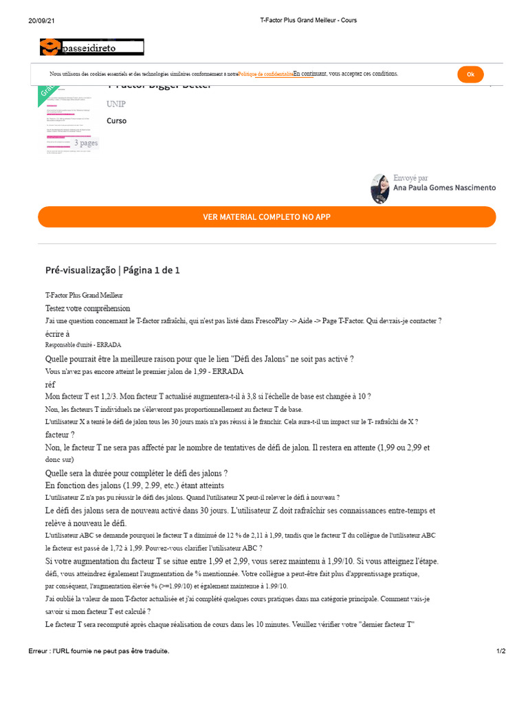 Comprendre le facteur T et ses défis | PDF