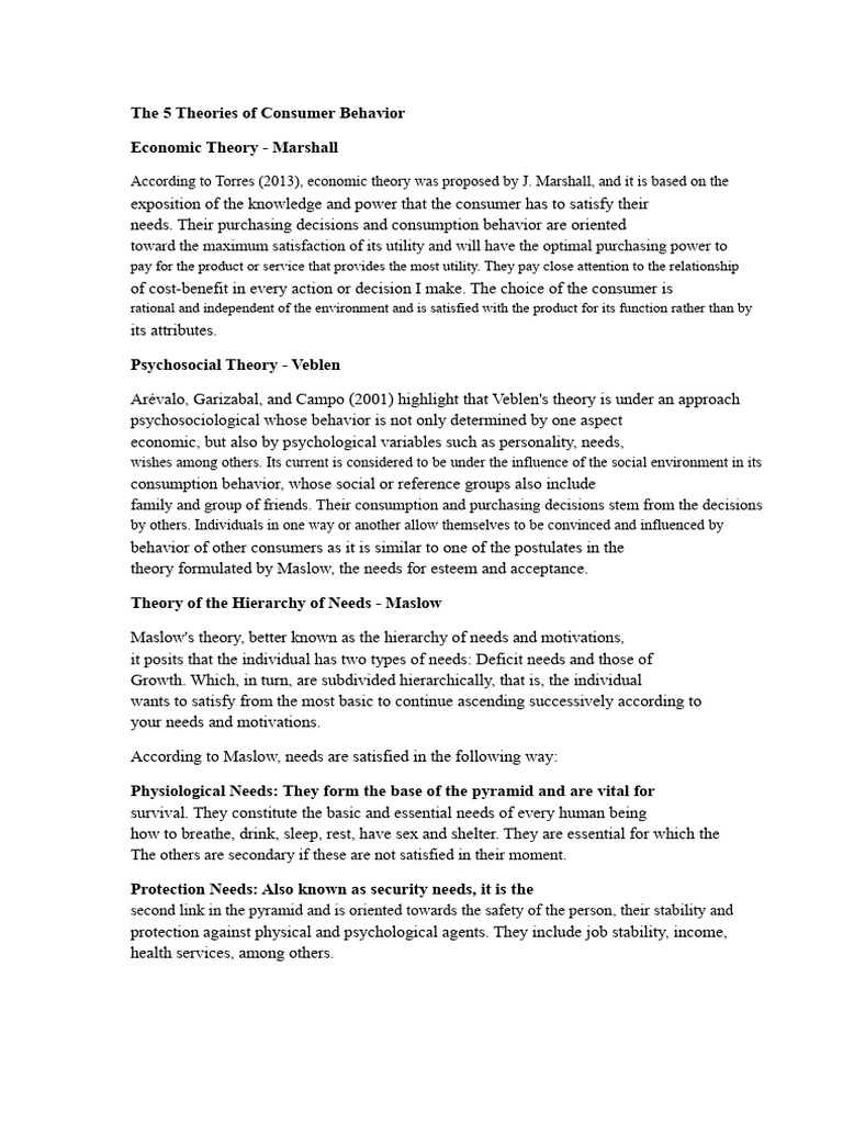 Five Key Theories of Consumer Behavior | PDF | Behavior Modification ...