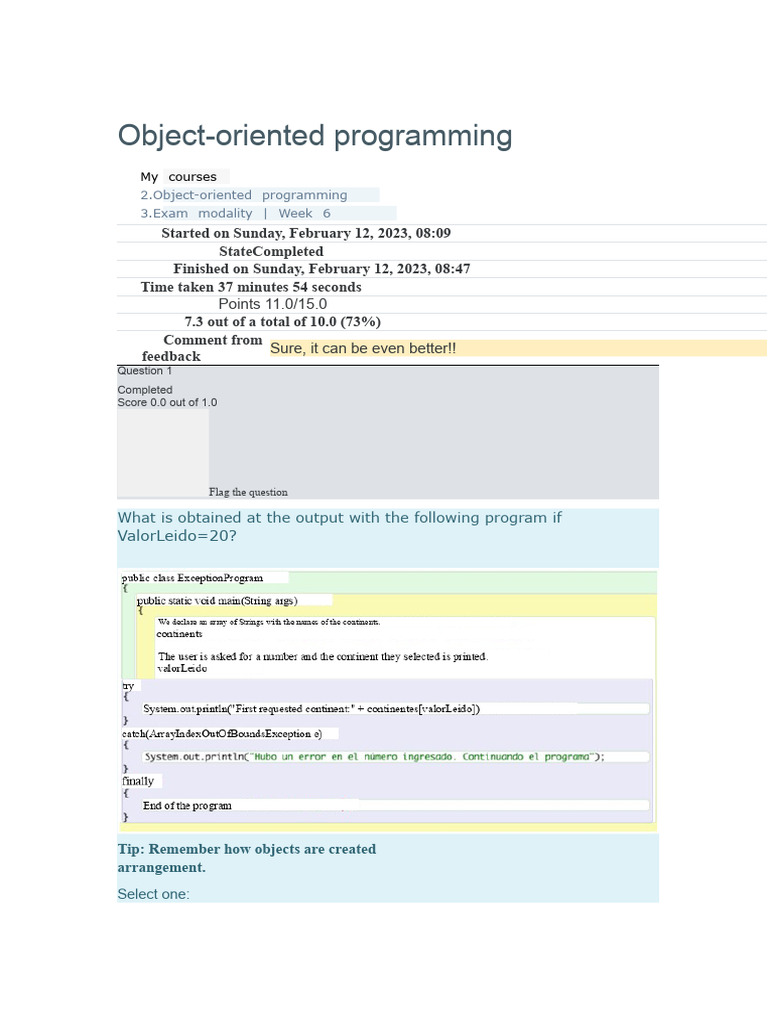Object-Oriented Programming Exam Review | PDF | Inheritance (Object ...