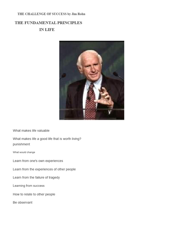 The Challenge of Success by Jim Rohn | PDF