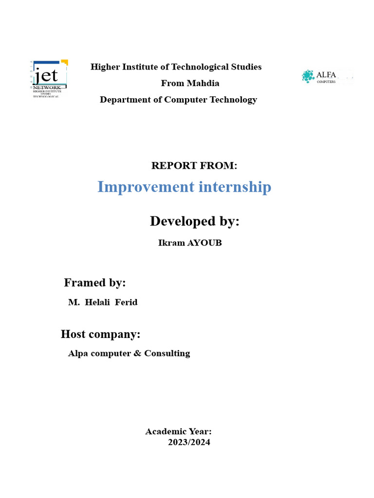 Internship Report: Computer Technology | PDF | Computer Engineering ...