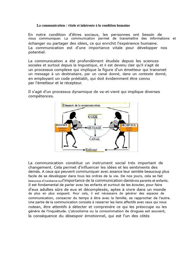 Importance de la communication humaine | PDF | Informations | la ...