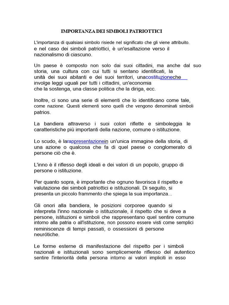 Importanza Dei Simboli Patriottici | PDF