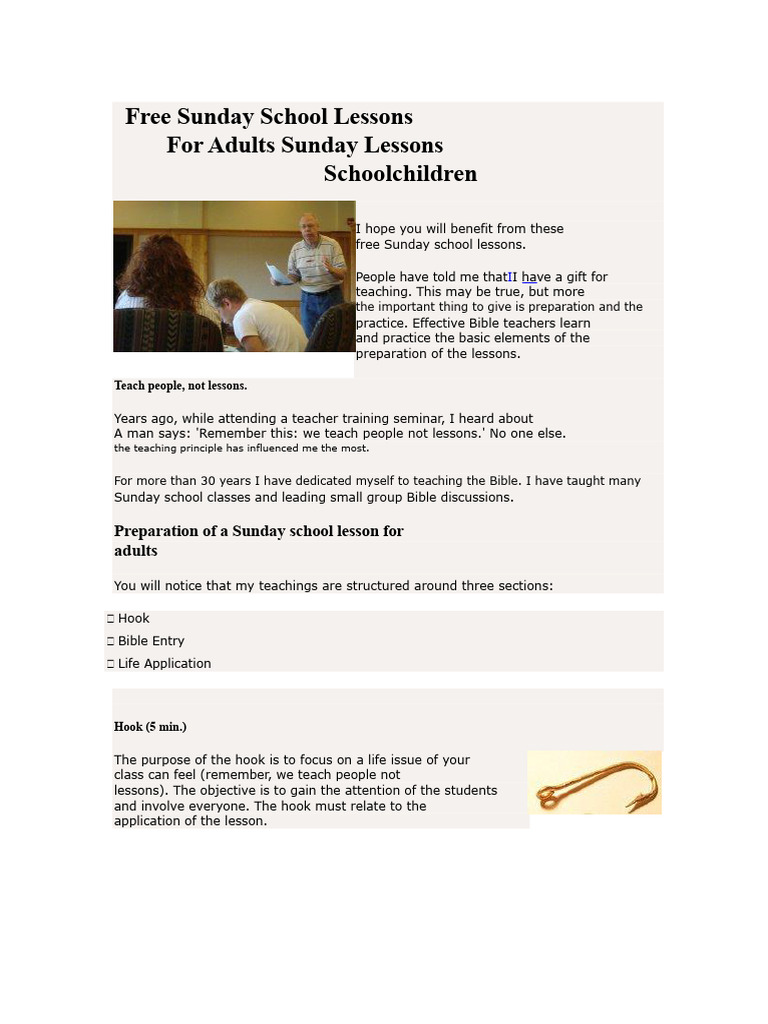 Free Sunday School Lessons for Adults | PDF | Sunday School | Bible