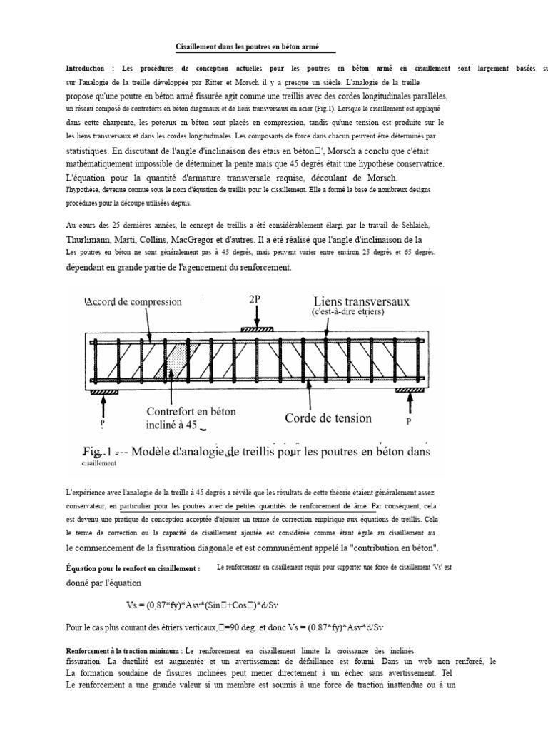 Cisaillement dans les poutres en béton armé | PDF | Béton armé ...