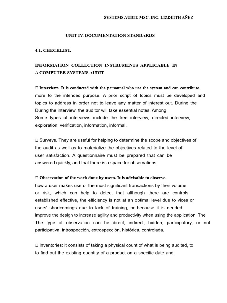 Unit IV Documentation Standards | PDF | Audit | Simulation
