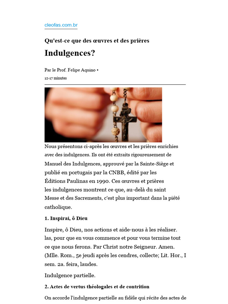 Prières et œuvres avec indulgences | PDF | Indulgence (catholicisme ...