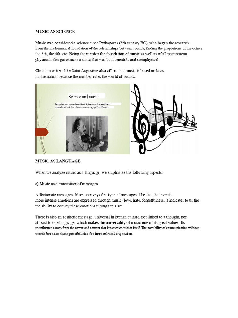 MUSIC AS SCIENCE | PDF | Sound | Musicology