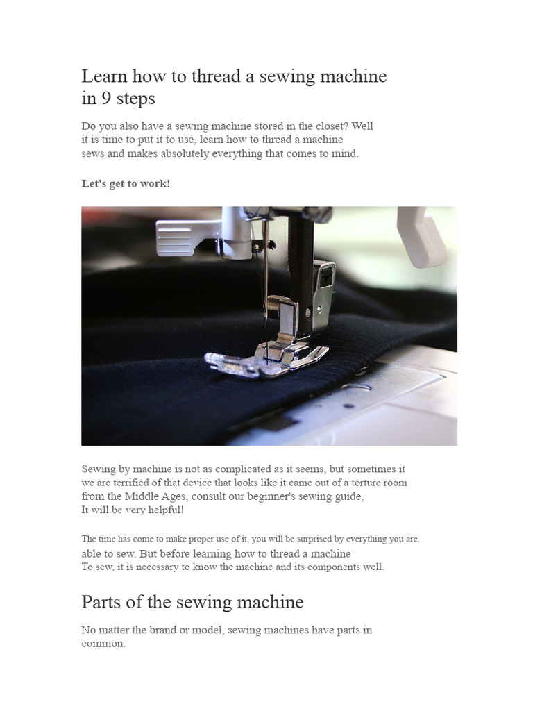 Threading a Sewing Machine: 9 Steps | PDF | Sewing Machine | Sewing