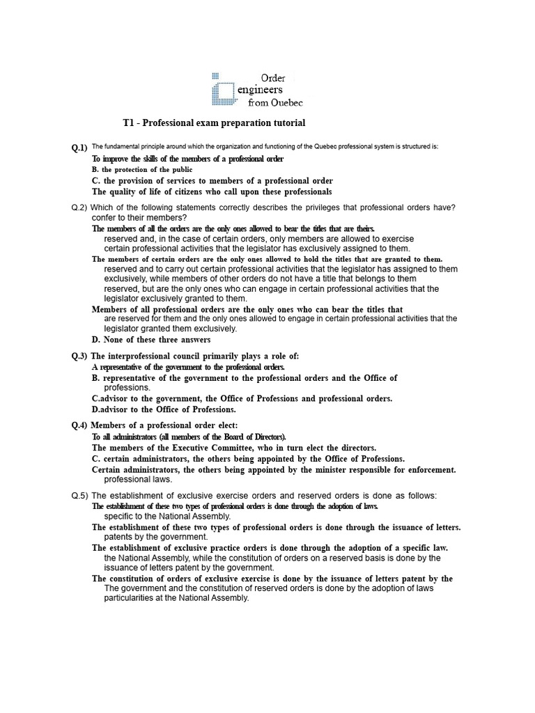 Quebec Professional Exam Prep Guide | PDF | Prosecutor | Board Of Directors