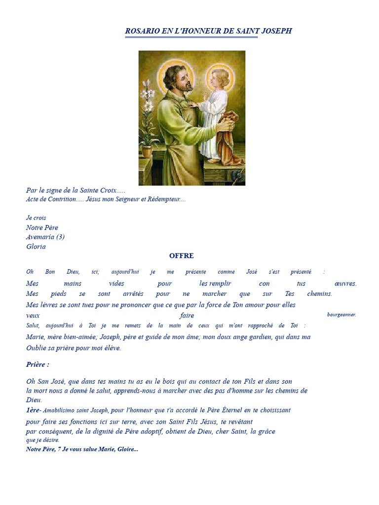 Rosario en l'honneur de Saint Joseph | PDF | Saint Joseph | Marie, mère ...