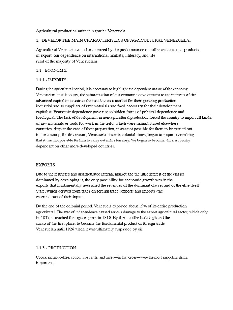 Agricultural Economy of Venezuela | PDF | Venezuela | Economies