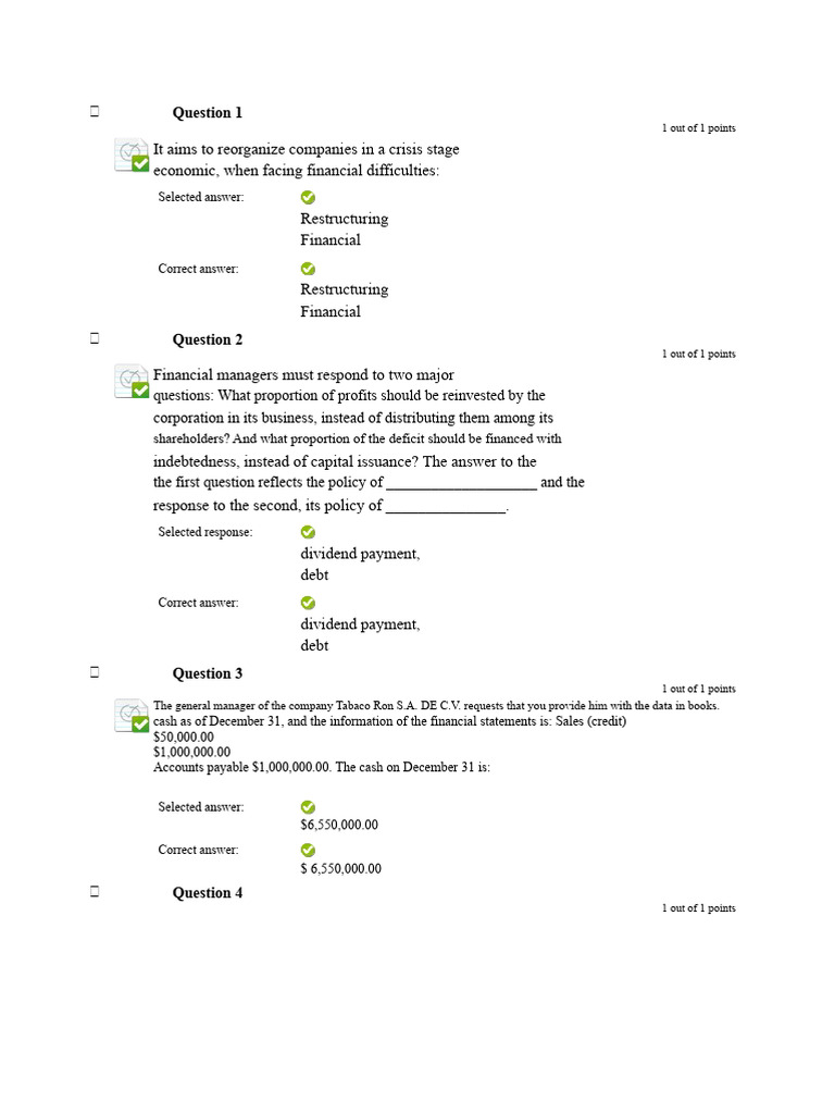 Financial Management Quiz Answers | PDF | Dividend | Expense