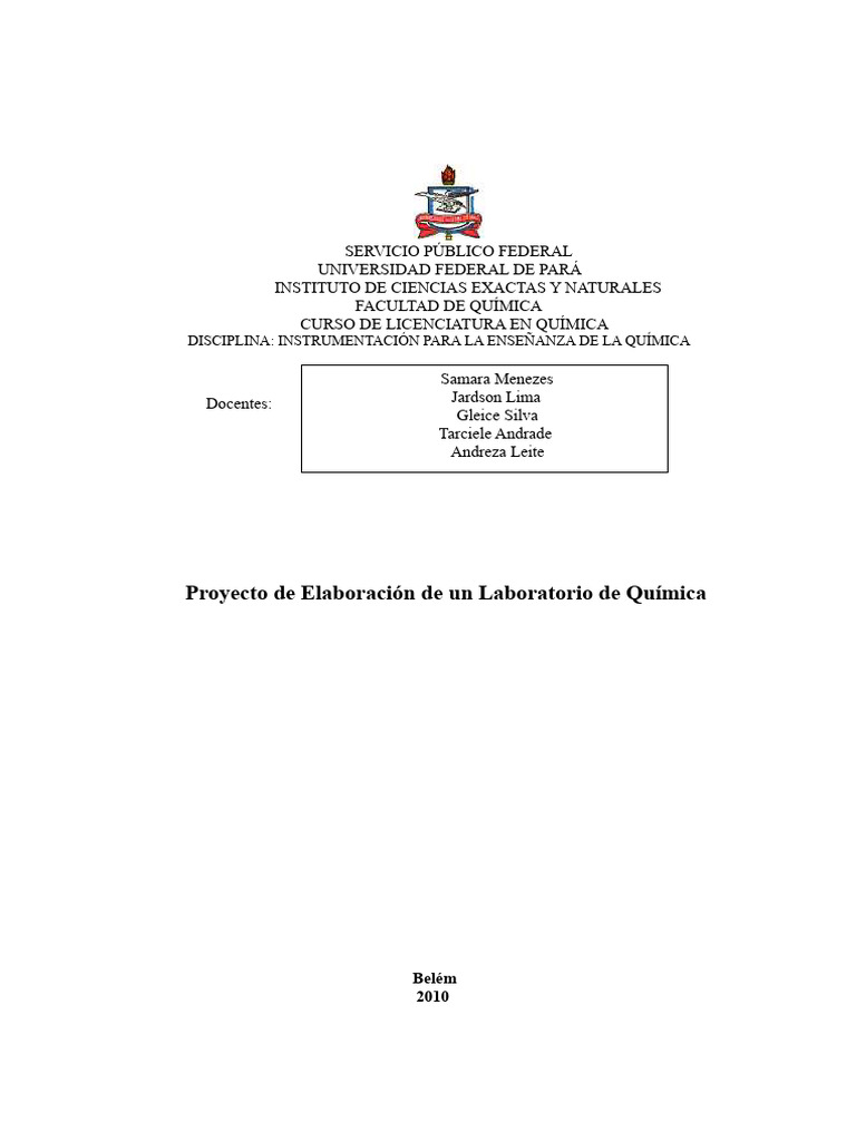Proyecto de Elaboración de Un Laboratorio de Química | PDF ...