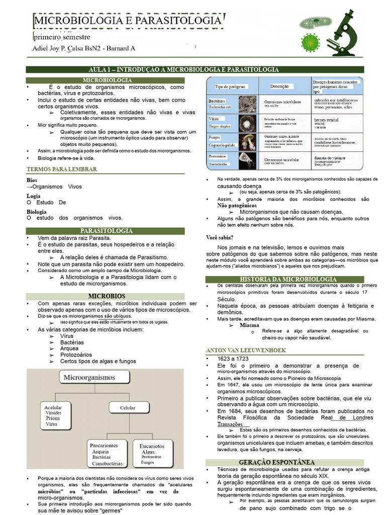 Introdução à Microbiologia e Parasitologia | PDF | Microrganismo ...