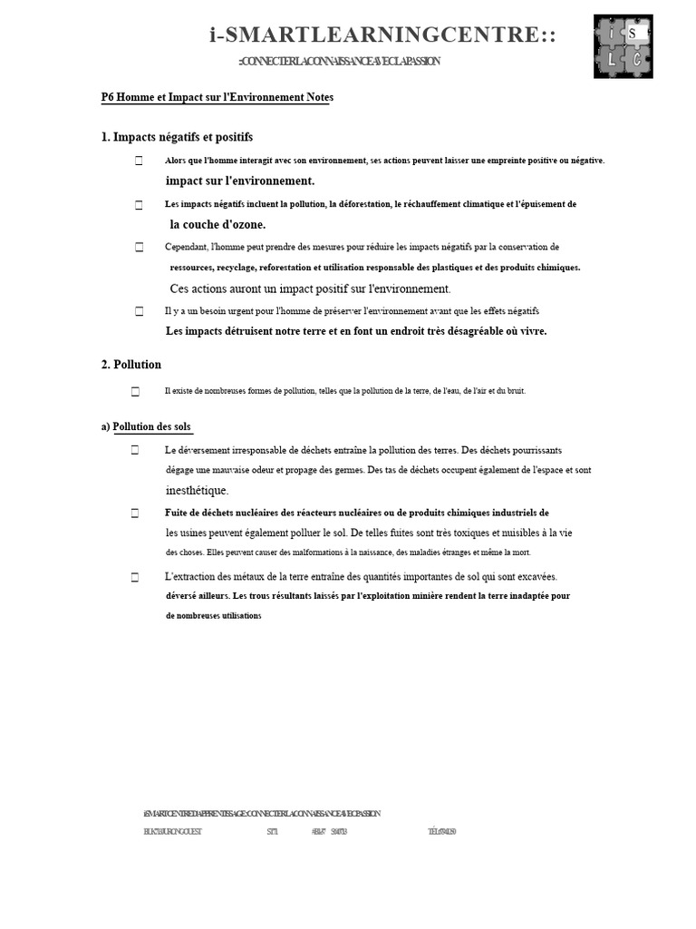 Impacts de l'Homme sur l'Environnement | PDF | Changement climatique ...