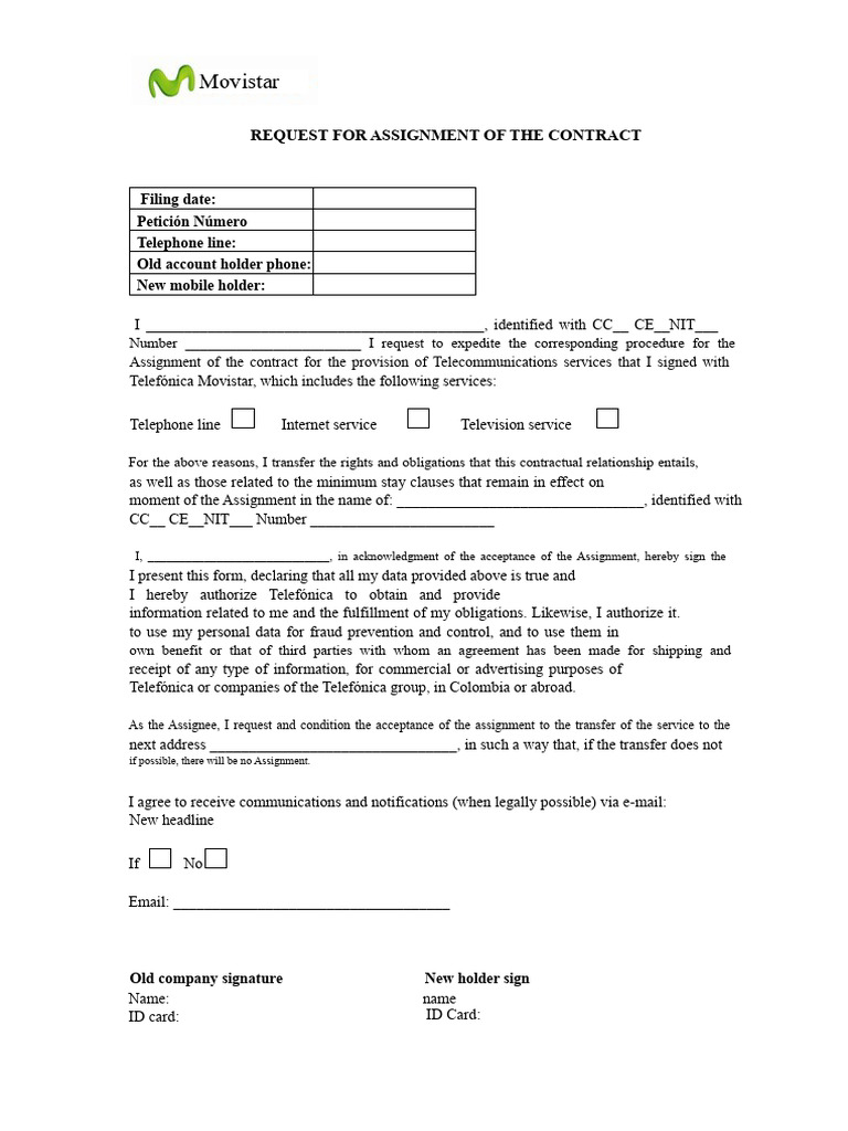 Contract Assignment Request Form | PDF