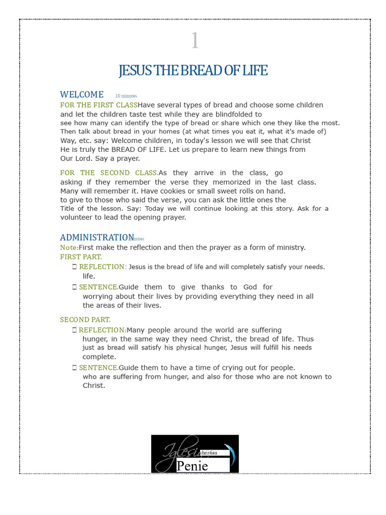 Jesus: The Bread of Life Lesson Plan | PDF | Gospel Of John | Jesus