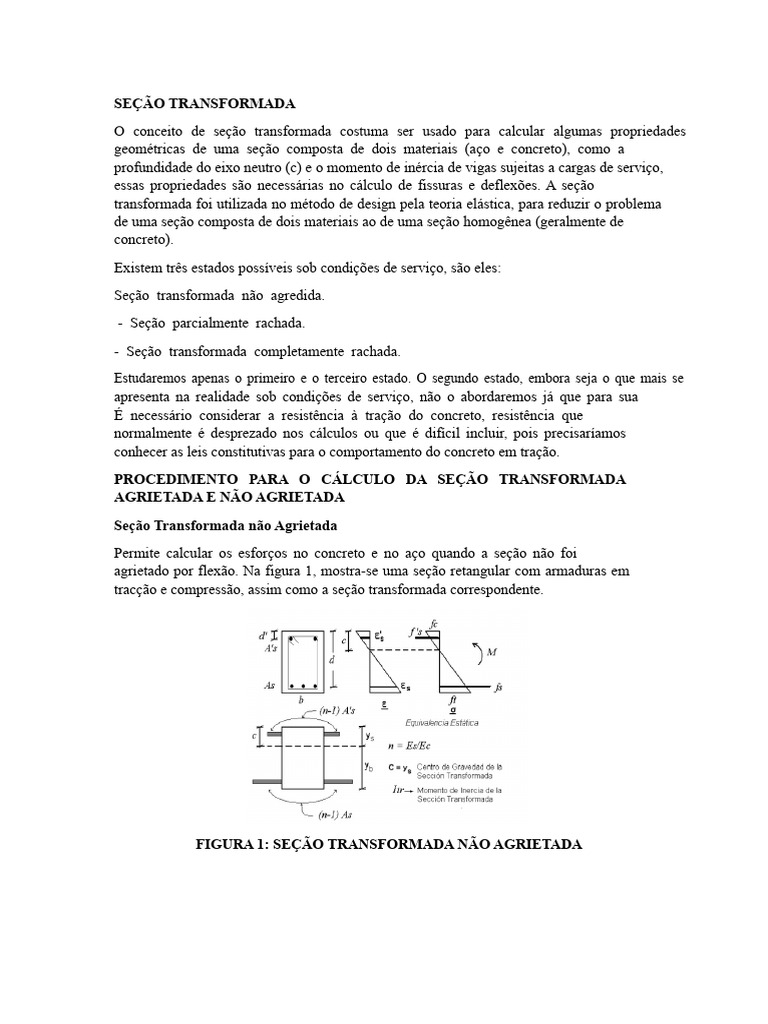 Cálculo de Seção Transformada em Vigas | PDF | Flexão (Física ...