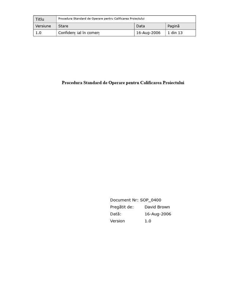 SOP - 0400 - 10 - Procedura Standard de Operare Pentru Calificarea ...
