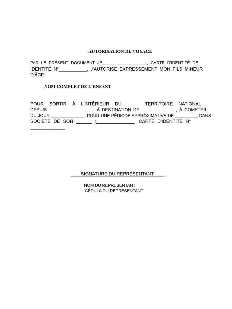 Autorisation de Sortie de Territoire Mineur | PDF