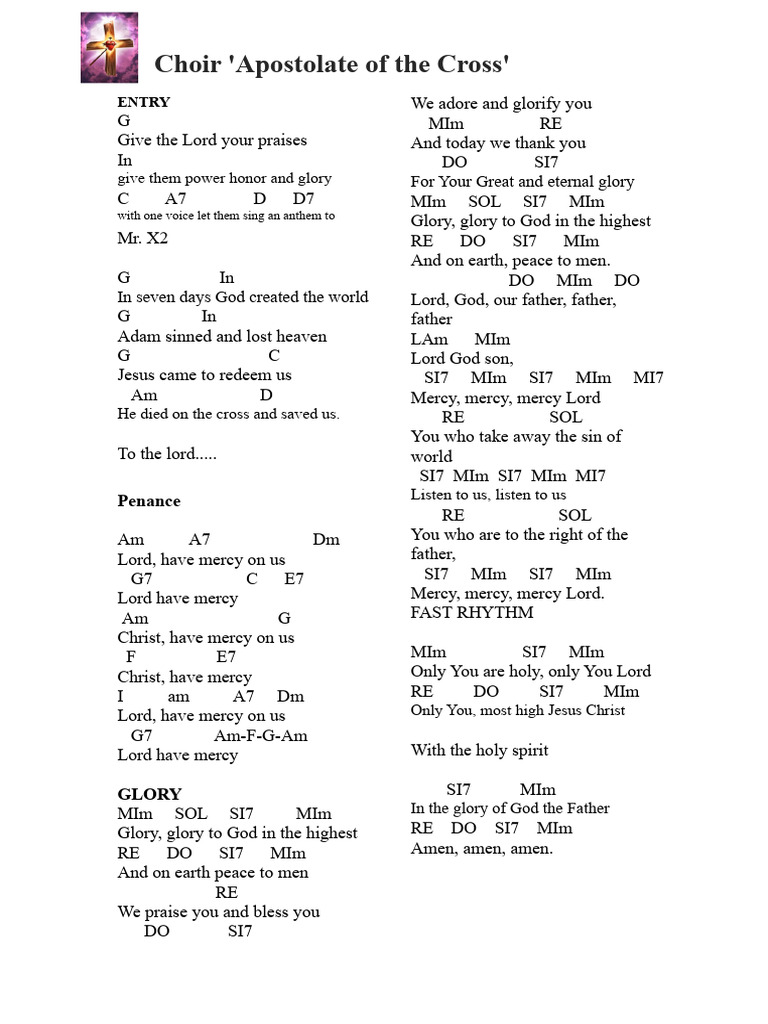 Apostolate of the Cross Choir Lyrics | PDF | Glory (Religion) | Mercy