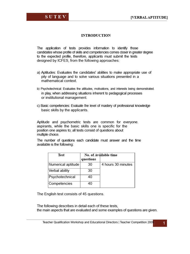 Verbal Aptitude Test Overview | PDF | Letter Case | Word