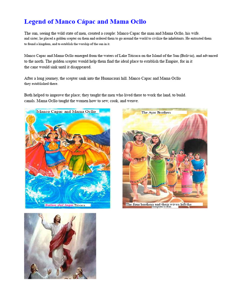 Legend of Manco Cápac and Mama Ocllo | PDF