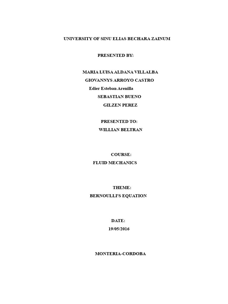 Bernoulli's Equation in Fluid Mechanics | PDF | Fluid Dynamics | Liquids