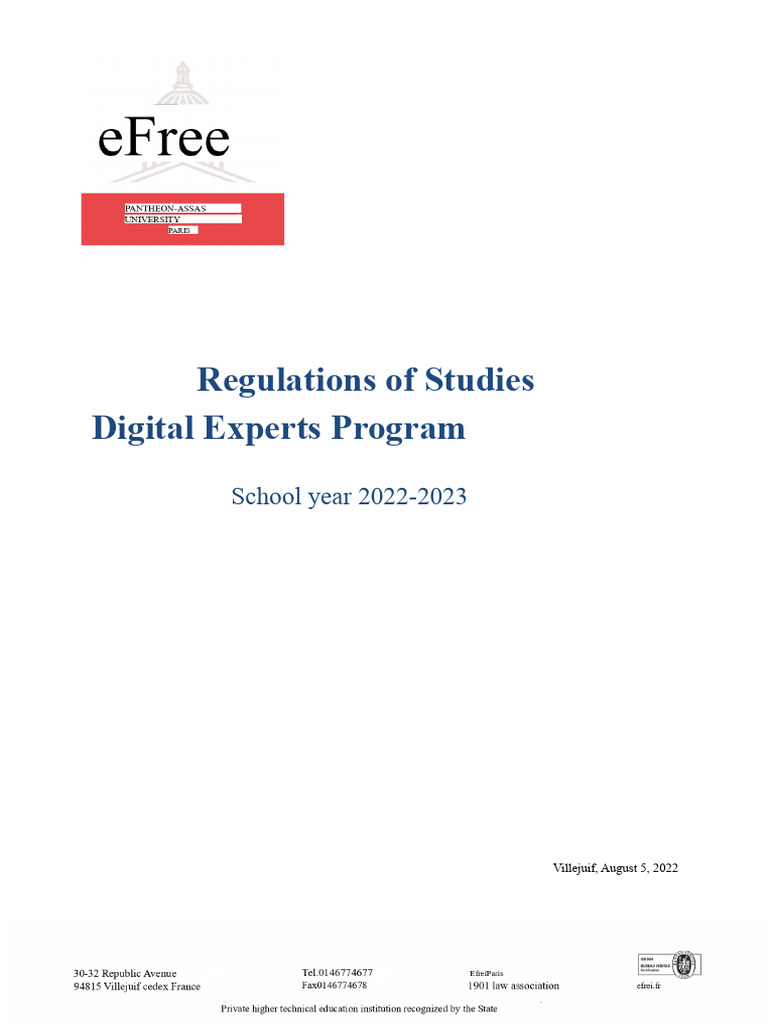 Regulation of Studies Efrei PEx | PDF | Academic Degree | Diploma